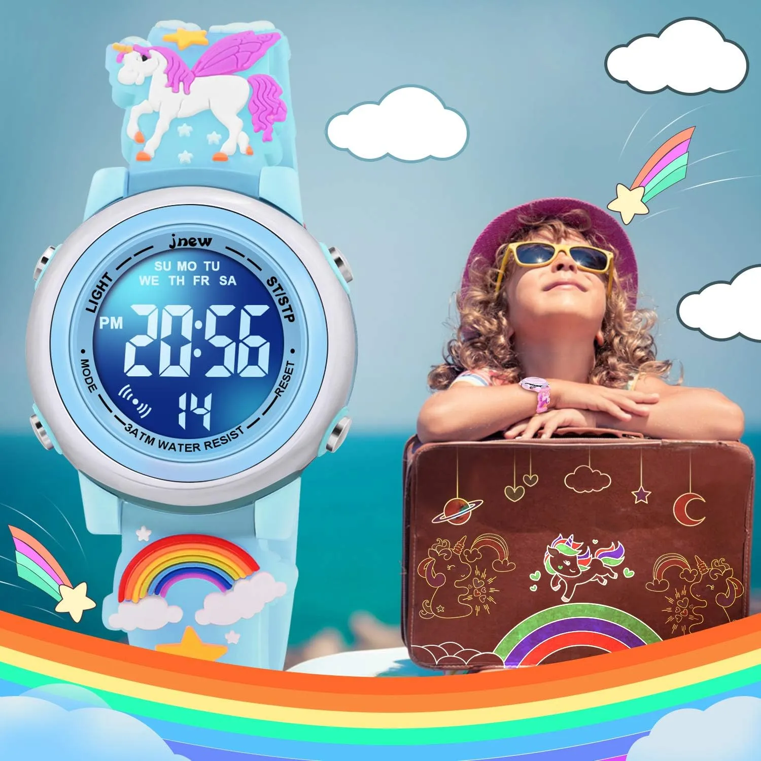 3D Cartoon Waterproof Watches for Girls with Alarm - Best Toys Gifts for Girls Age 3-12