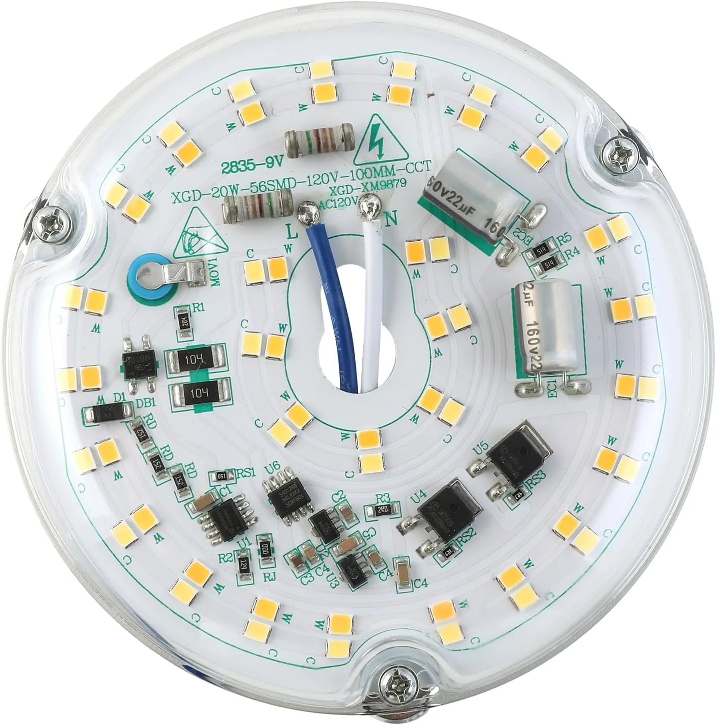 4'' 20W LED Ceiling Fan Light Retrofit Kit, Ceiling Light Replacement, 3CCT 3000K 4500K 5000K,120V, ETL Listed Dimmable CRI90 (2-Pack 3CCT)