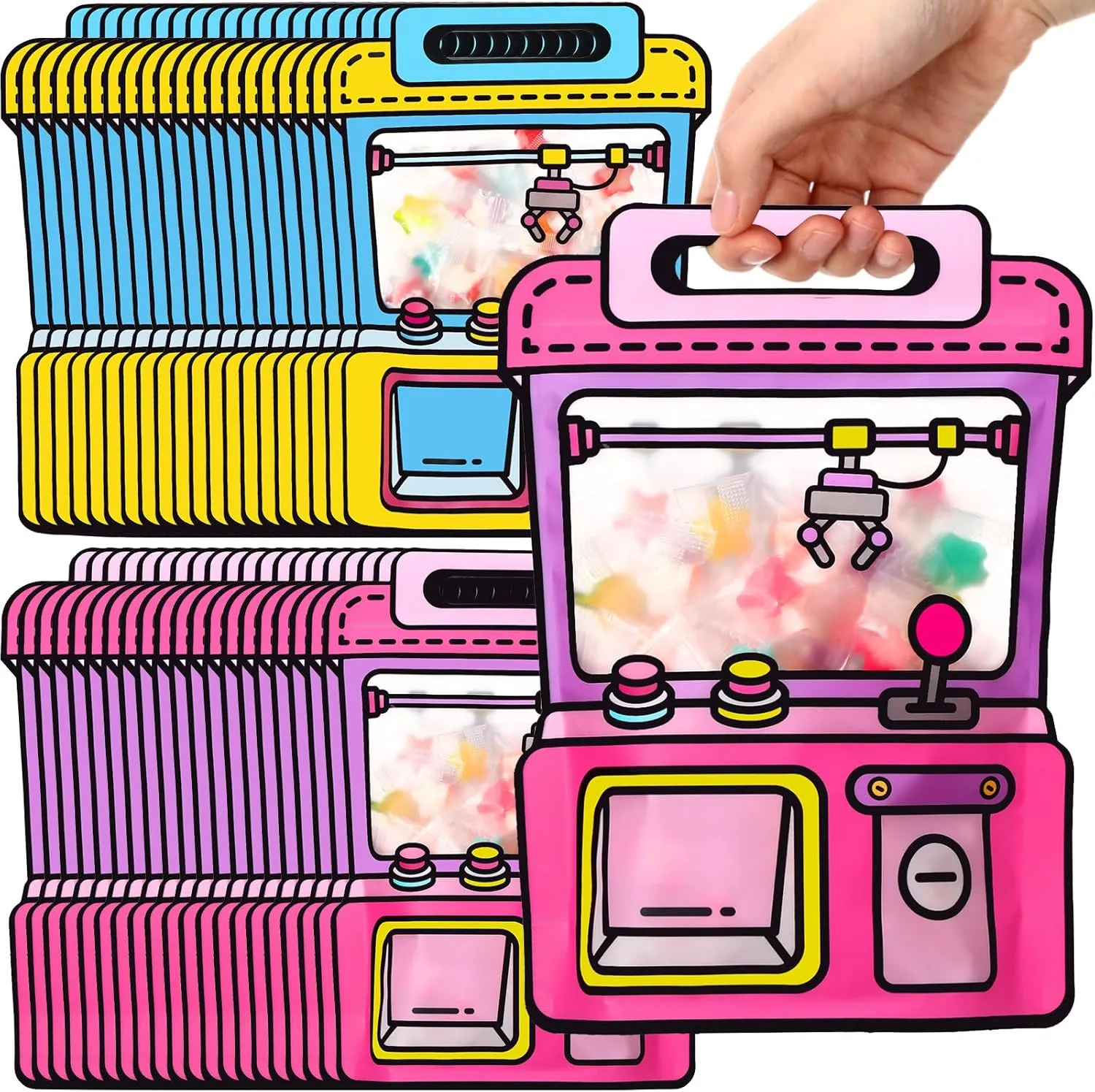 40 Pcs Goodie Bags for Kids Bulk Trendy Top Handle Party Birthday Snack Candy Gift Bag for Back to School Classroom Baby Shower(Classic,7.2 Inch X 8.4 Inch)