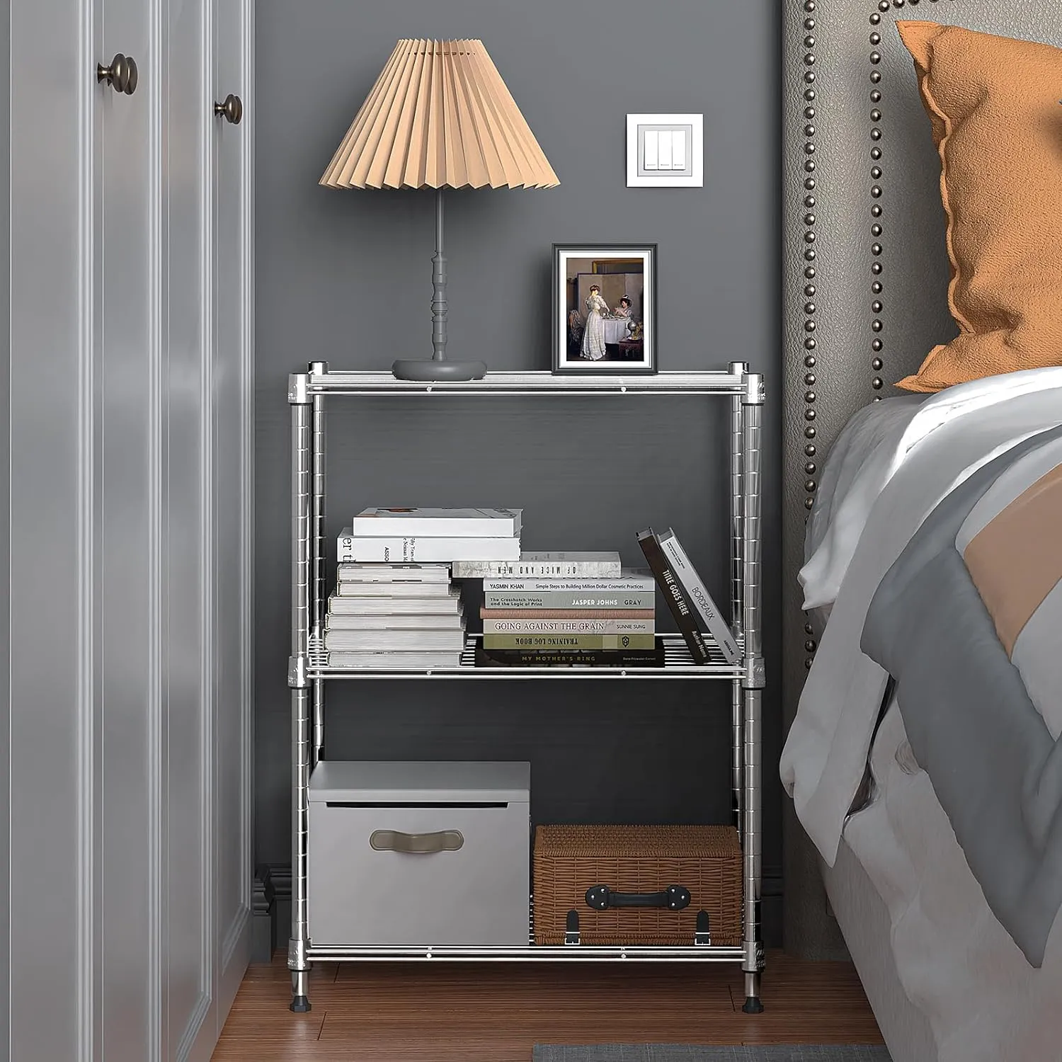 450 lbs Wire Storage Shelving 3-Tier Utility Shelving Unit Steel Organizer Wire Rack for Home,Kitchen,Office,Chrome(11.8" D x 17.7" W x 26.3" H)