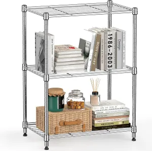 450 lbs Wire Storage Shelving 3-Tier Utility Shelving Unit Steel Organizer Wire Rack for Home,Kitchen,Office,Chrome(11.8" D x 17.7" W x 26.3" H)