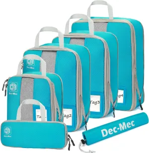 4/6 Set Compression Packing Cubes with lable for Travel, Expandable Packing Organizers, Carry On Luggage Suitcase Organizer Bags