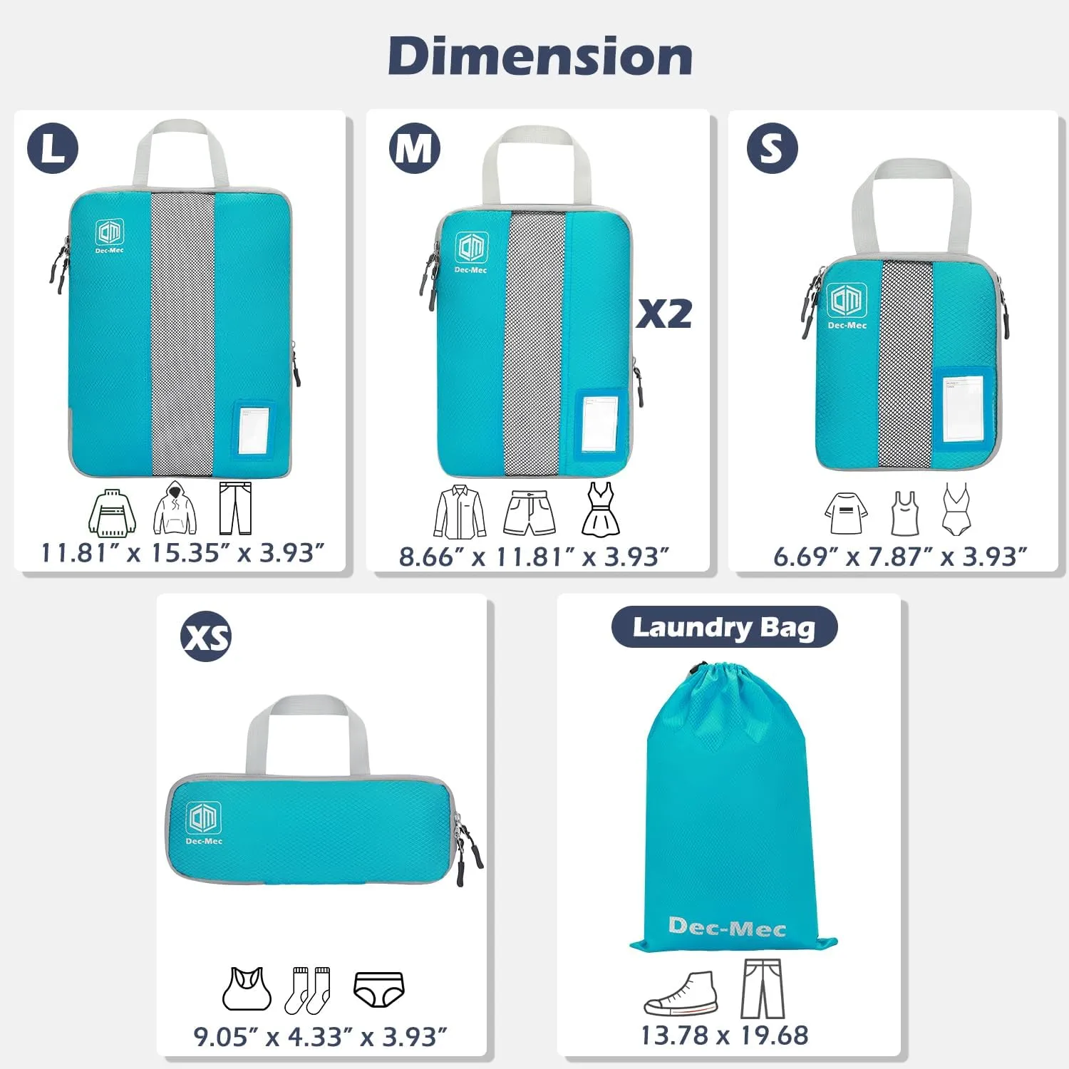4/6 Set Compression Packing Cubes with lable for Travel, Expandable Packing Organizers, Carry On Luggage Suitcase Organizer Bags