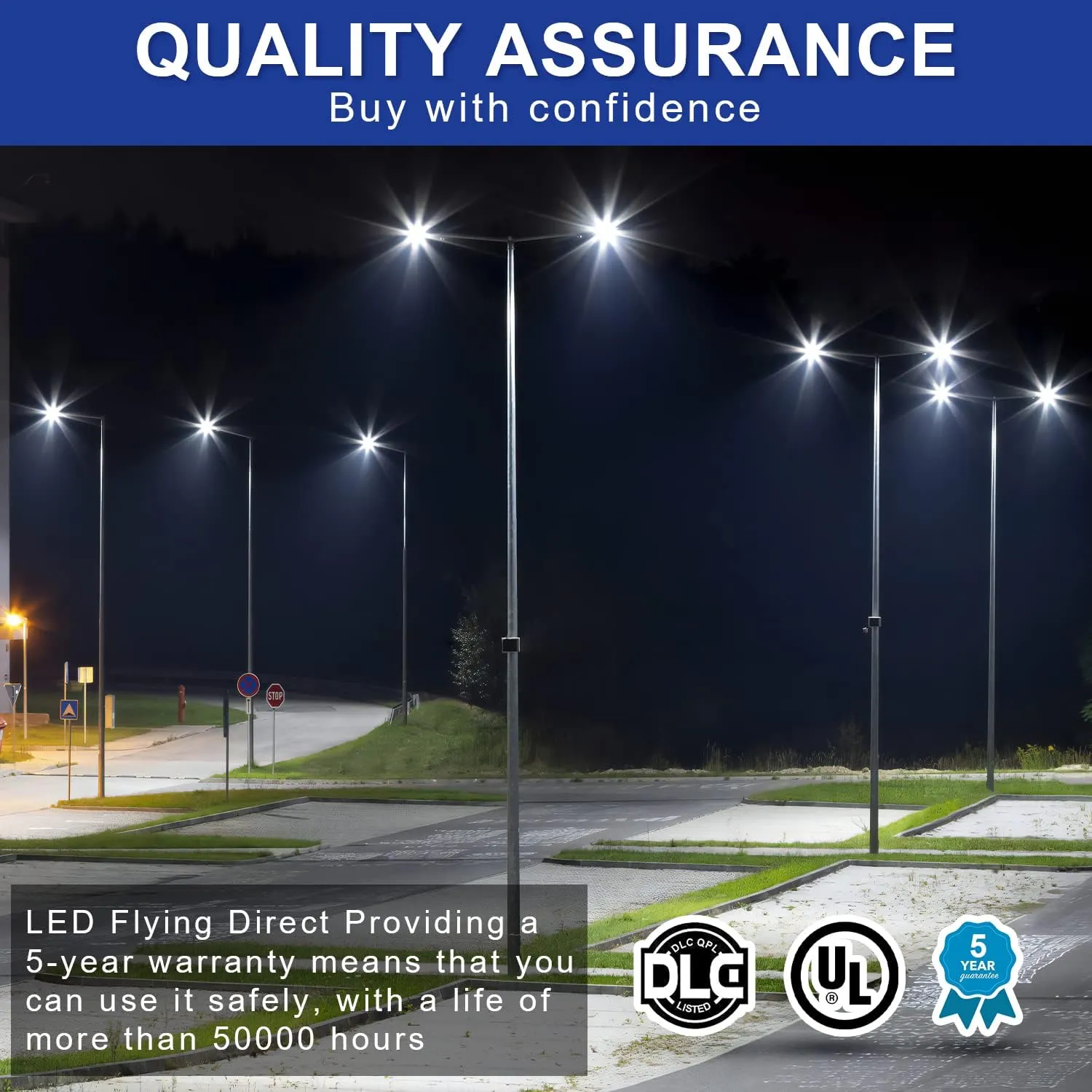 480V 150W LED Parking Lot Lights 21000LM 5000K White LED Shoebox Area Light Dimmable Outdoor Commercial Street Lighting Fixture with Yoke Mount IP65 UL&DLC Listed(Slip Fitter Mount,150Watts)