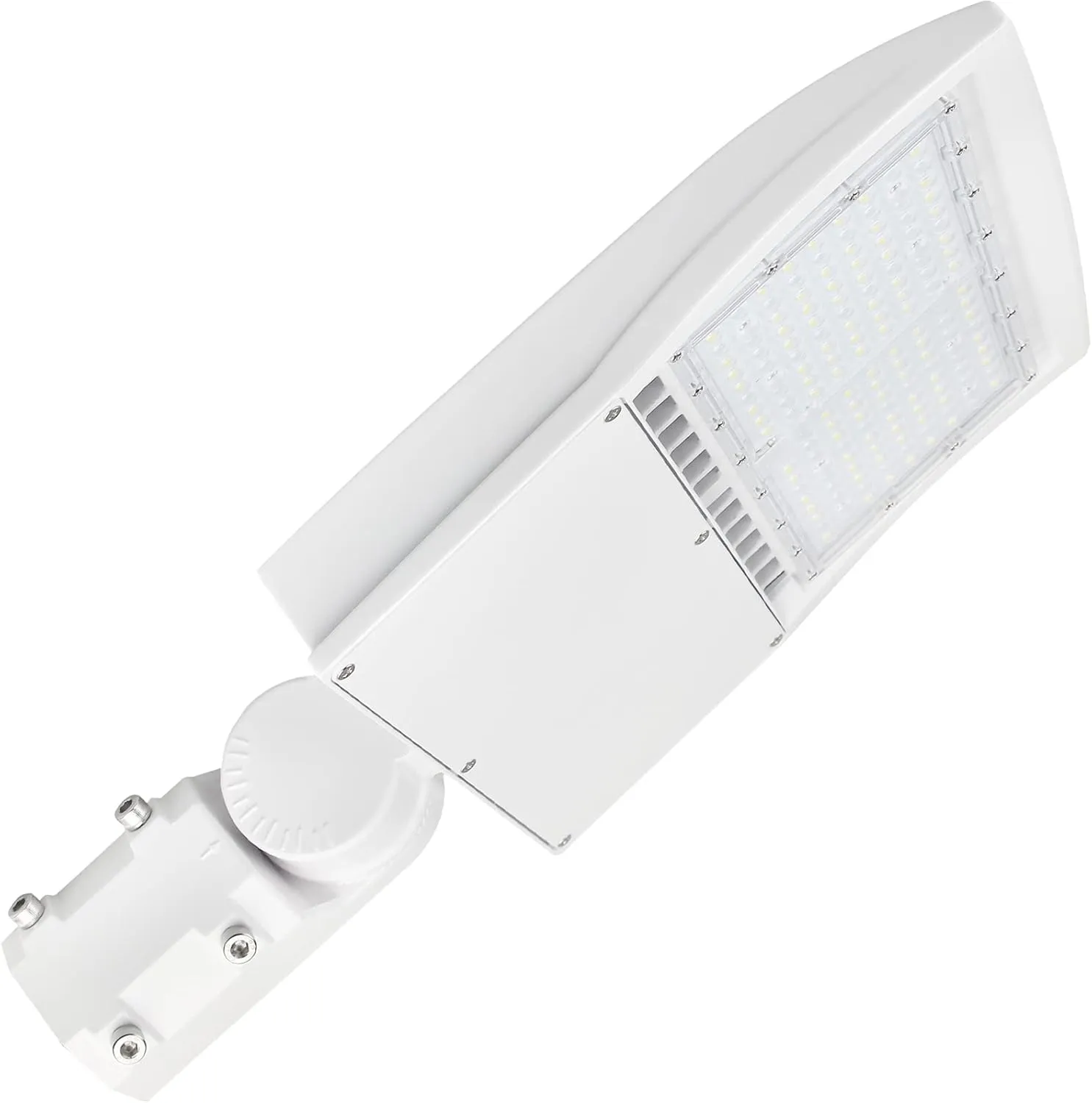 480V 150W LED Parking Lot Lights 21000LM 5000K White LED Shoebox Area Light Dimmable Outdoor Commercial Street Lighting Fixture with Yoke Mount IP65 UL&DLC Listed(Slip Fitter Mount,150Watts)
