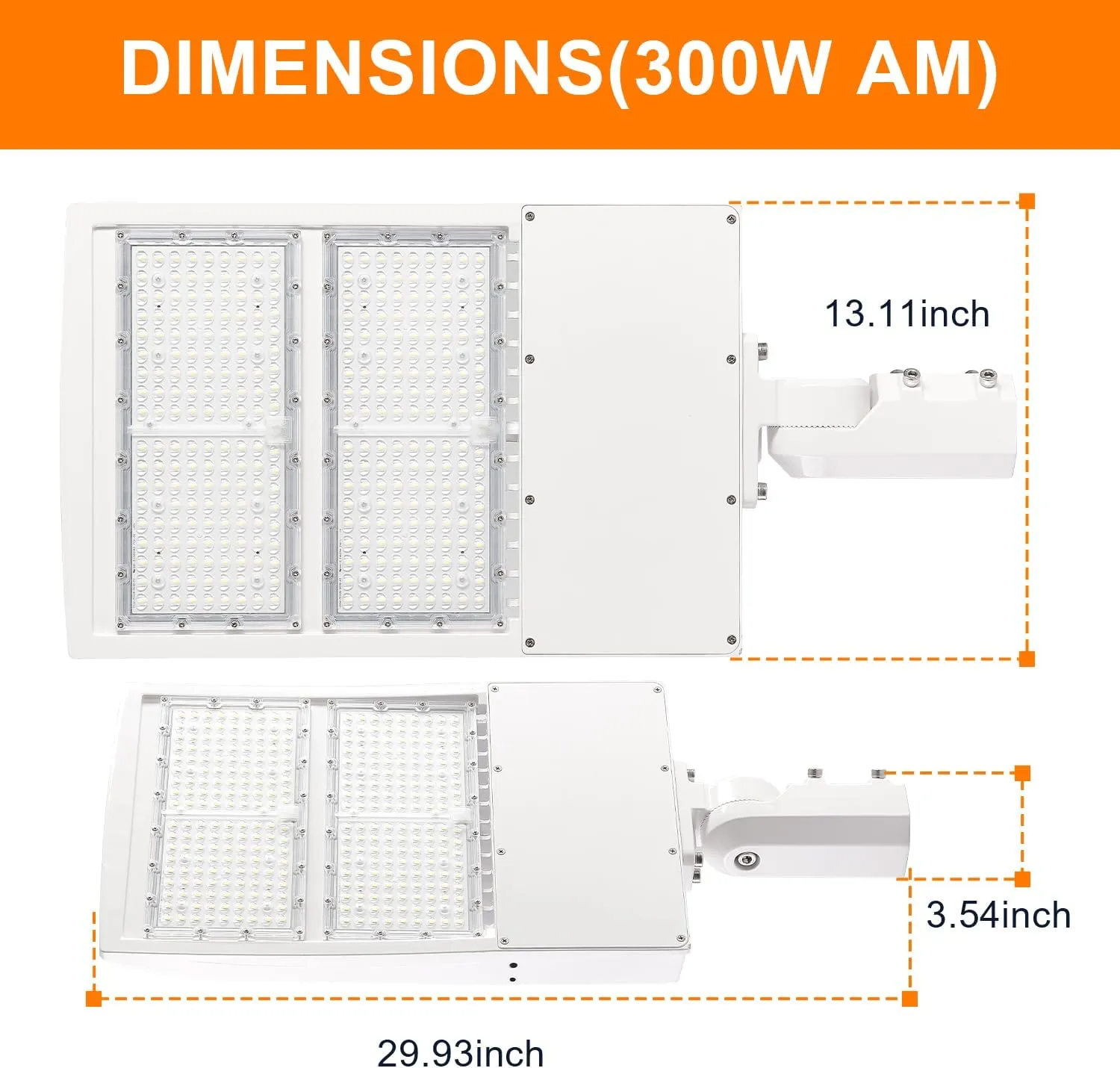 480V 300W White LED Parking Lot Lights 42000LM 5000K LED Shoebox Light 1-10V Dimmable Commercial Street Light with 20KV Surge Protection IP65 UL&DLC Listed(300W(100-277V),Slip Fitter Mount)