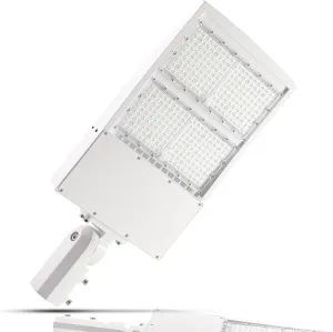 480V 300W White LED Parking Lot Lights 42000LM 5000K LED Shoebox Light 1-10V Dimmable Commercial Street Light with 20KV Surge Protection IP65 UL&DLC Listed(300W(100-277V),Slip Fitter Mount)