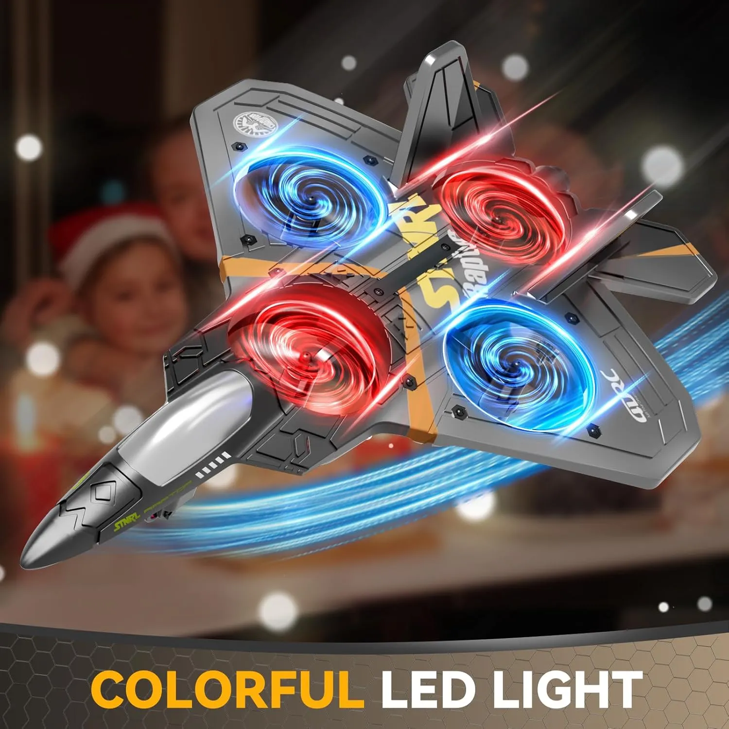 4DRC V17 Foam Remote Control Airplanes Rc Planes for Kids Adults 4-7 8-16, Remote Control Planes Fighter Jet with Light, 360° Flip Fighter Jet Toy, Gravity Sensing, Stunt Roll, Gifts for Kids Boys