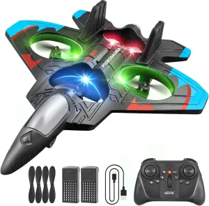 4DRC V32 Foam Remote Control Airplanes RC Planes for Kids Adults 8-16, RC Airplane Fighter Jet with Light, 360° Flip Fighter Jet Toy, Gravity Sensing, Stunt Roll, Airplane Toy Gifts for Kids Boys