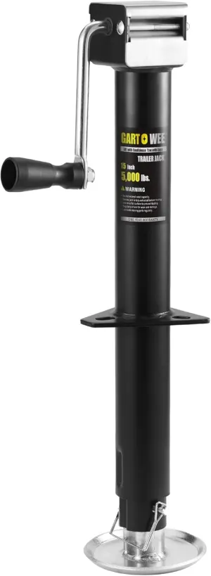 5000 lbs A-Frame Trailer Jack, 15" Vertical Travel with Adjustable Drop Leg, Heavy Duty Side Wind Jack for Utility, Yacht, and Camper Trailers