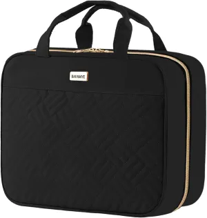 5.8L Travel Toiletry Bag for women - 2.1 GAL Water-resistant Makeup Cosmetic Bag Organizer With Hanging Hook for Travel Accessories Shampoo Full-size Container, Black