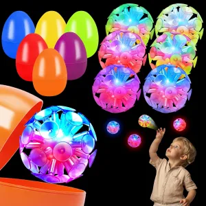 6 Pack Prefilled Easter Eggs with Light Up Sunction Cup Balls, Easter Eggs Filled with Fidget Toys for Kids Toddlers Easter Basket Essentials , Easter Party Favors Egg Hunt, Classroom Prizes