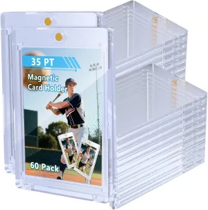 60ct Magnetic Card Holder, 35pt One Card Touch Holder for Trading Cards,Baseball Card Protectors Hard Plastic, Display Case for Collectible Cards Sport Cards Game Cards Top Loads for Cards Sleeves