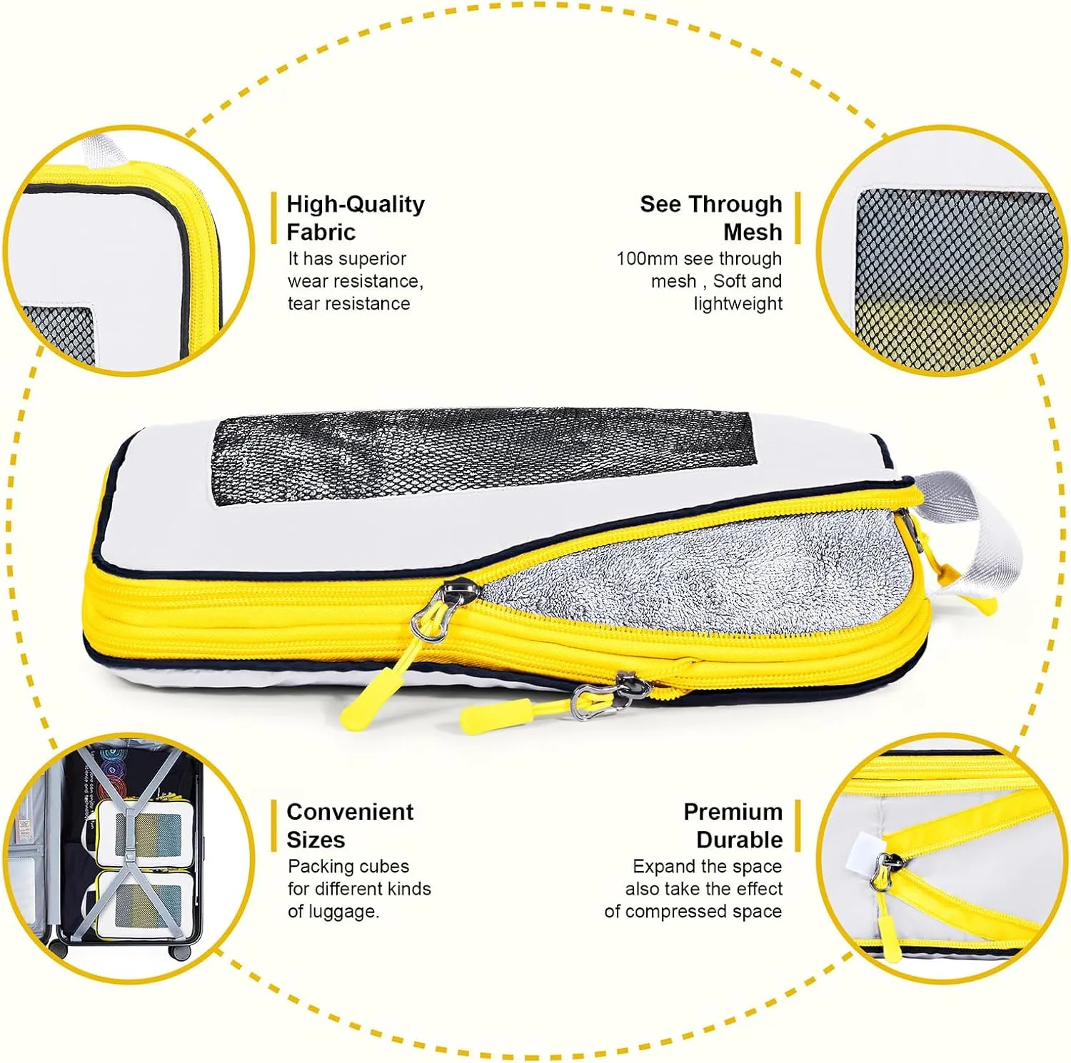 7 Set Compression Packing Cubes Packing Organizer for Travel,Travel Accessories for Carry on Luggage Suitcase Backpack Expandable Organizers