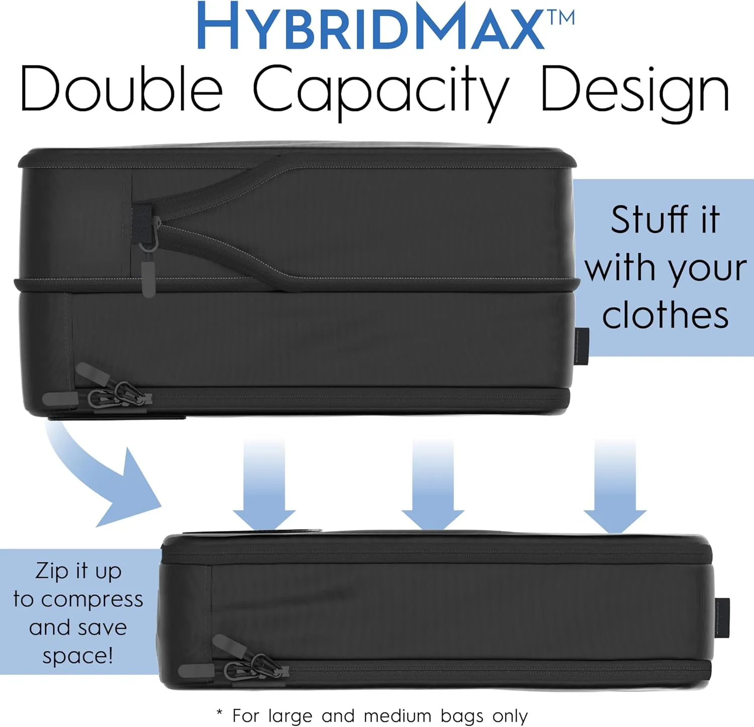 8 Set/4 Set Deluxe Compression Packing Cubes Travel - Maximize Space In Luggage With Patented HybridMax Double Capacity Design, Luxury Compressible Packing Cubes For Travel, Large, Small, & Medium