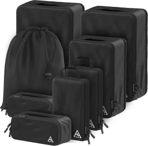 8 Set/4 Set Deluxe Compression Packing Cubes Travel - Maximize Space In Luggage With Patented HybridMax Double Capacity Design, Luxury Compressible Packing Cubes For Travel, Large, Small, & Medium