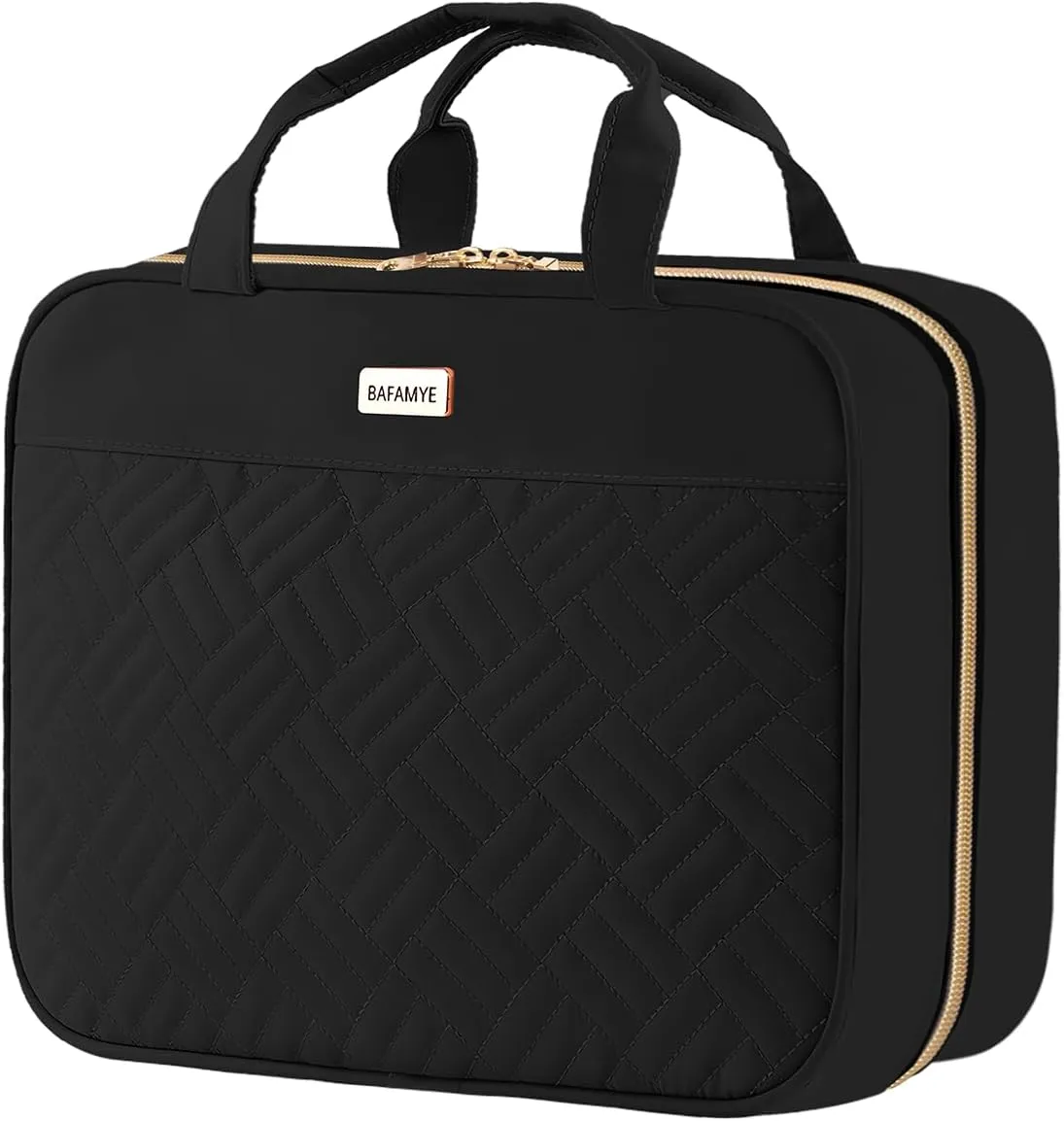 8L Travel Toiletry Bag for women - 2.1 GAL Water-resistant Makeup Cosmetic Bag Organizer With Hanging Hook for Travel Accessories Shampoo Full-size Container, Black