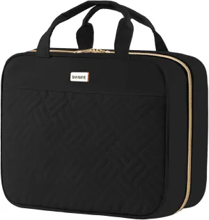8L Travel Toiletry Bag for women - 2.1 GAL Water-resistant Makeup Cosmetic Bag Organizer With Hanging Hook for Travel Accessories Shampoo Full-size Container, Black