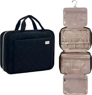 8L Travel Toiletry Bag for women - 2.1 GAL Water-resistant Makeup Cosmetic Bag Organizer With Hanging Hook for Travel Accessories Shampoo Full-size Container, Black