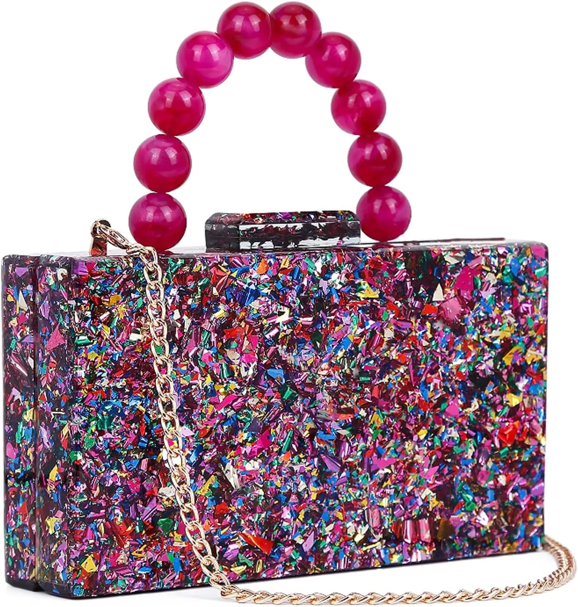 Acrylic Clutch Purses Marbling Handbags for Women Evening Clutch Shoulder Crossbody Bag with Pearl Wrist Wedding Party Bride
