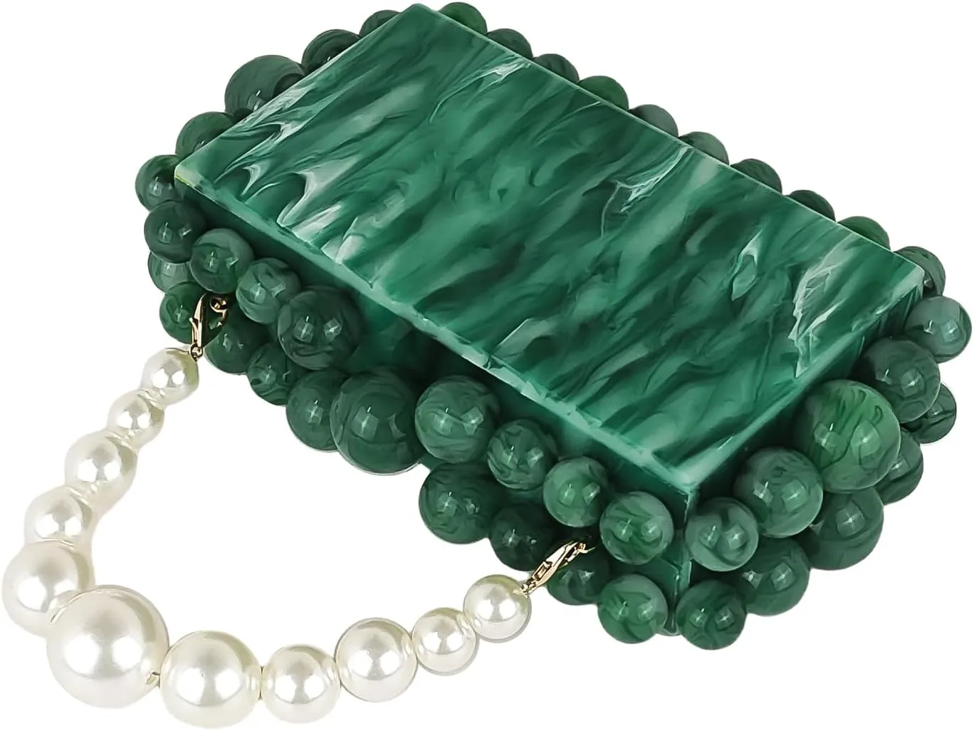 Acrylic Evening Handbag Marble Box Clutch Purse Women Beaded Party Prom Cocktail Bag