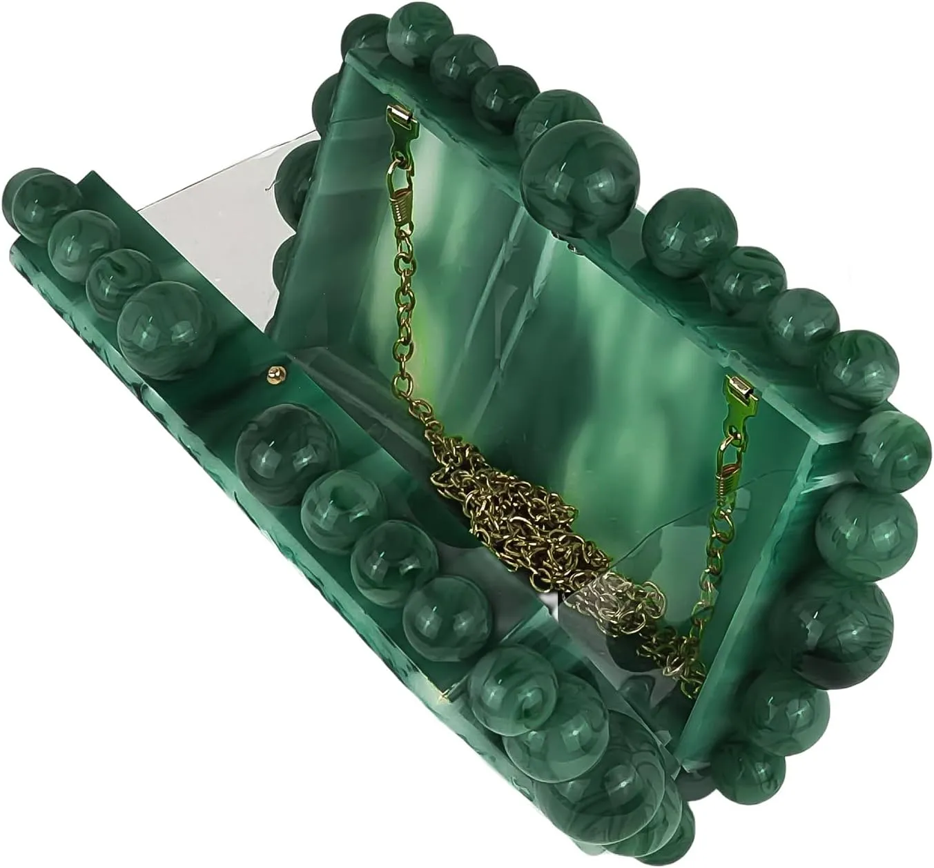Acrylic Evening Handbag Marble Box Clutch Purse Women Beaded Party Prom Cocktail Bag