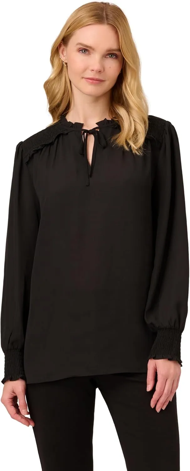 Adrianna Papell Men's Aed Ruffle Tie Top