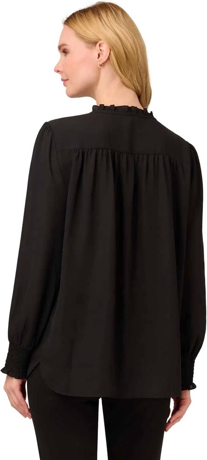 Adrianna Papell Men's Aed Ruffle Tie Top