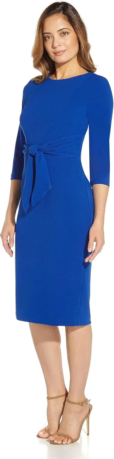 Adrianna Papell Women's Bow Sheath Dress with Three Quarter Sleeves