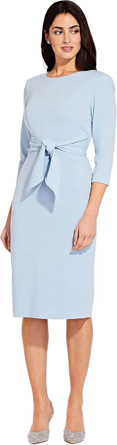 Adrianna Papell Women's Bow Sheath Dress with Three Quarter Sleeves