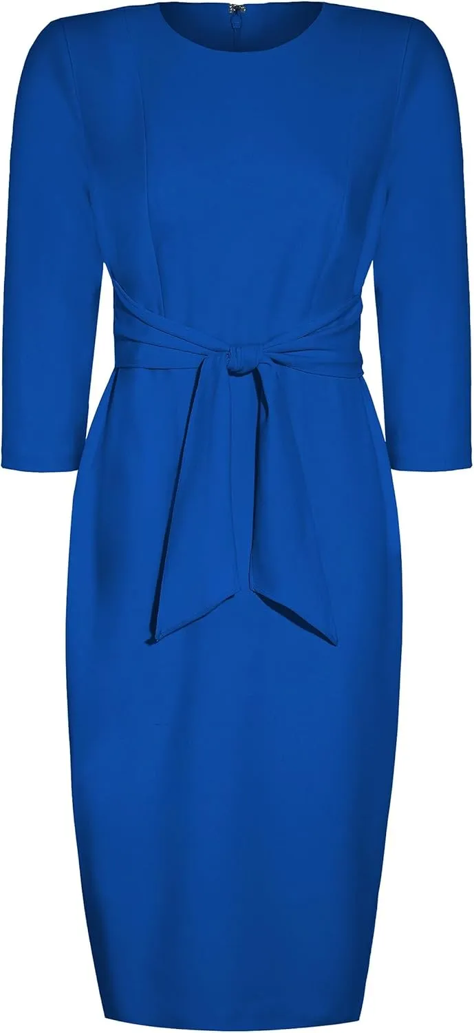 Adrianna Papell Women's Bow Sheath Dress with Three Quarter Sleeves