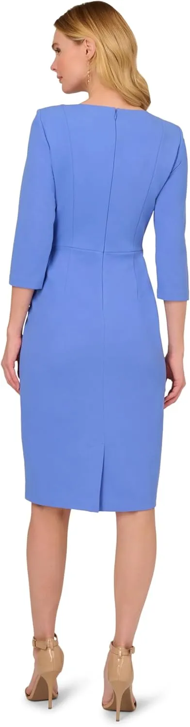 Adrianna Papell Women's Bow Sheath Dress with Three Quarter Sleeves