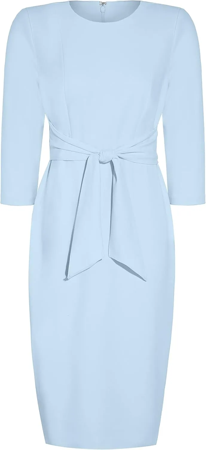 Adrianna Papell Women's Bow Sheath Dress with Three Quarter Sleeves