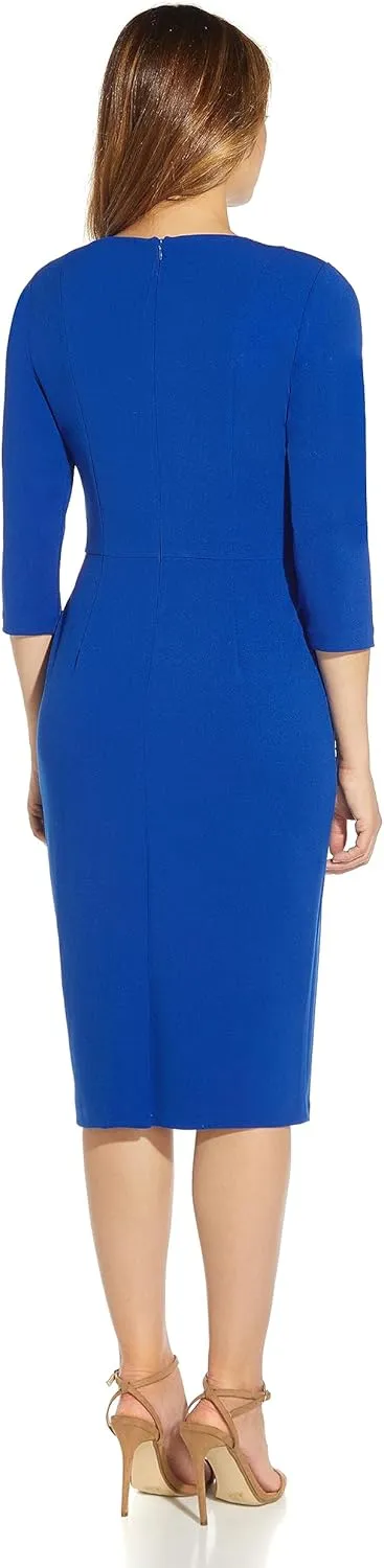 Adrianna Papell Women's Bow Sheath Dress with Three Quarter Sleeves