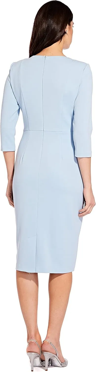 Adrianna Papell Women's Bow Sheath Dress with Three Quarter Sleeves