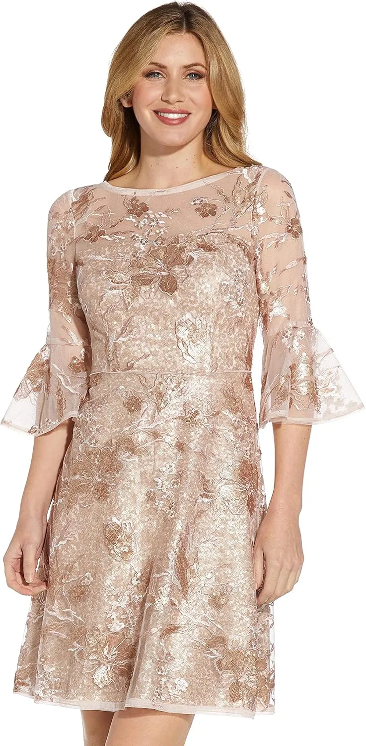 Adrianna Papell Women's Embroidered Sequin Cocktail