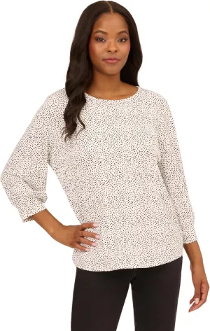Adrianna Papell Women's Print Knit Pleated Trapeze Top