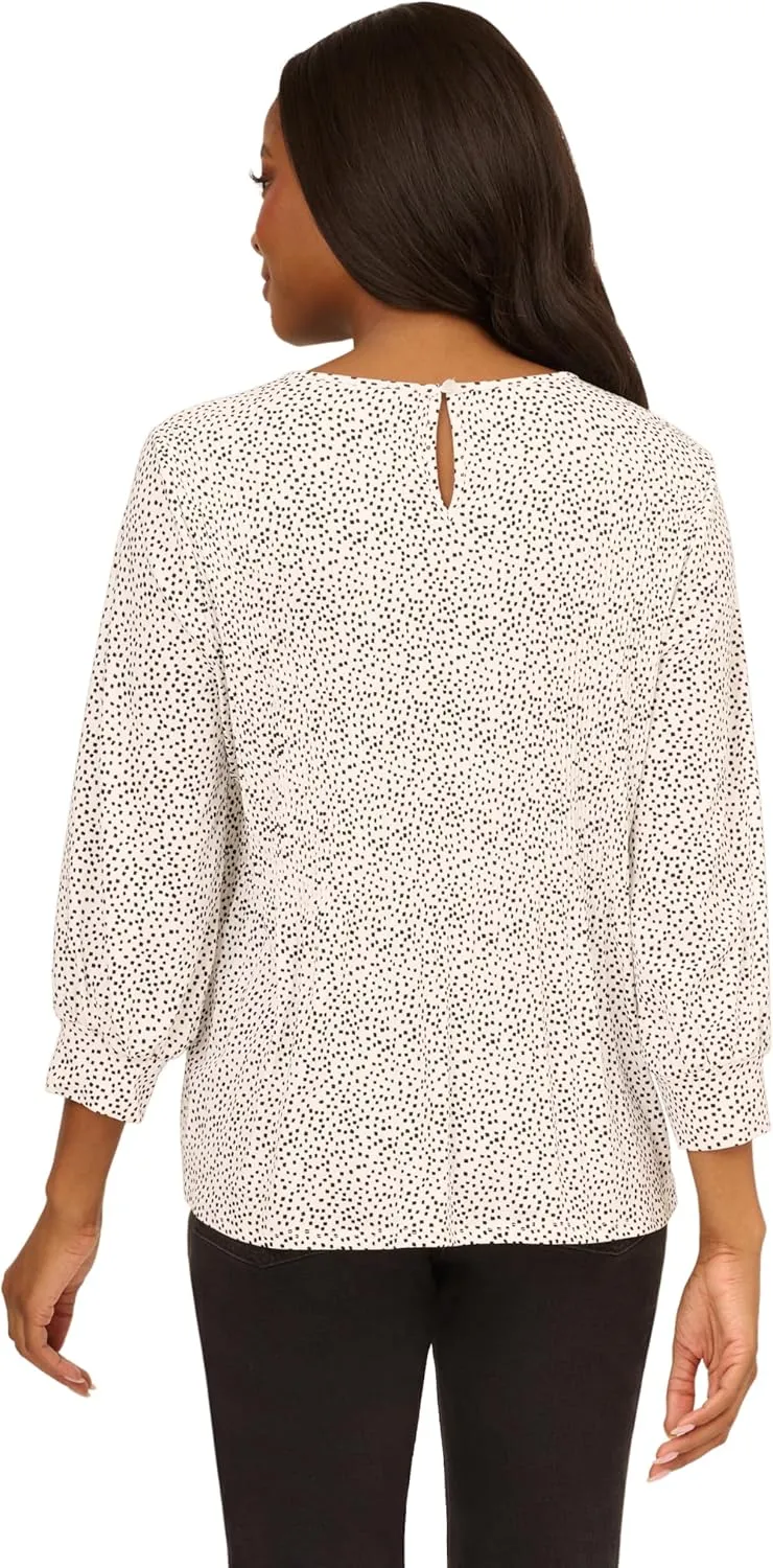 Adrianna Papell Women's Print Knit Pleated Trapeze Top