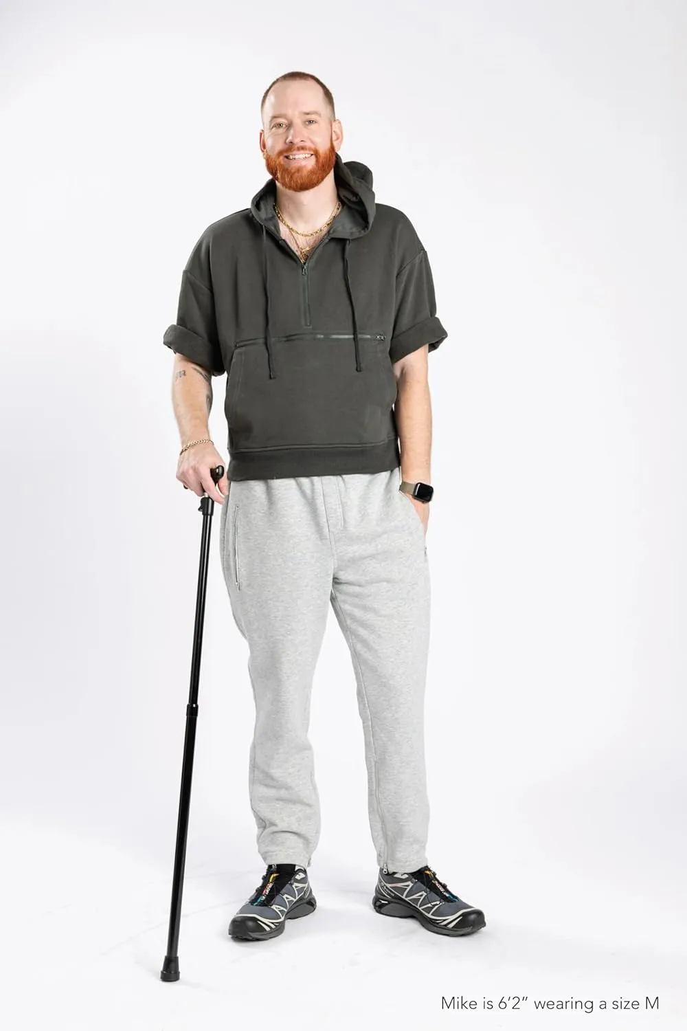 Adult 3/4 Sleeve Half-Zip Access Hoodie for Chest Port, Abdomen, Chemo, Insulin Pumps, & Post-Surgery