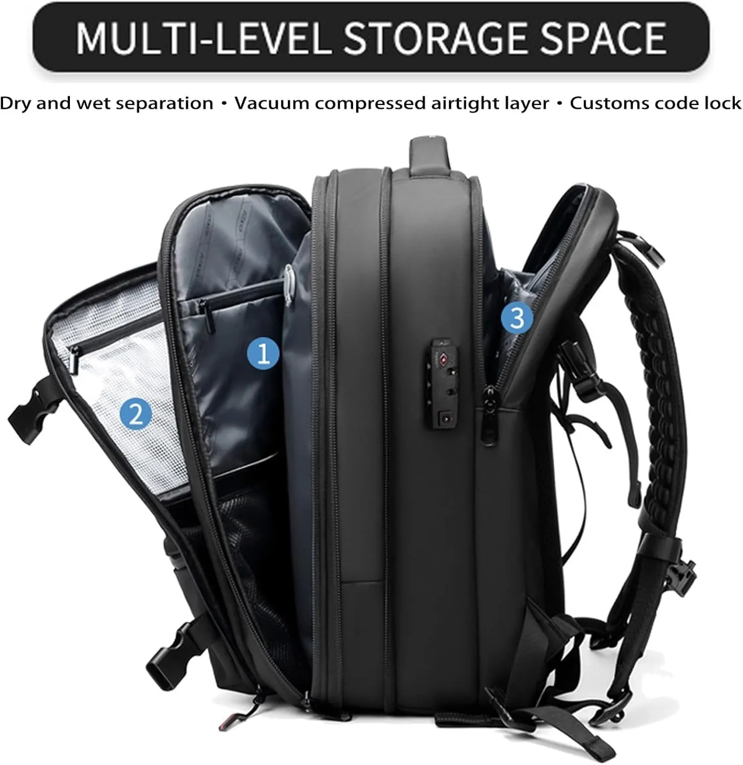 Aeropack Backpack, 60L Aeropack Zoom Vacuum Compression Backpack, Multifunctional Waterproof Expandable Anti-Theft Backpack for Travel (Dark Grey-2.0, Without Air Pump)
