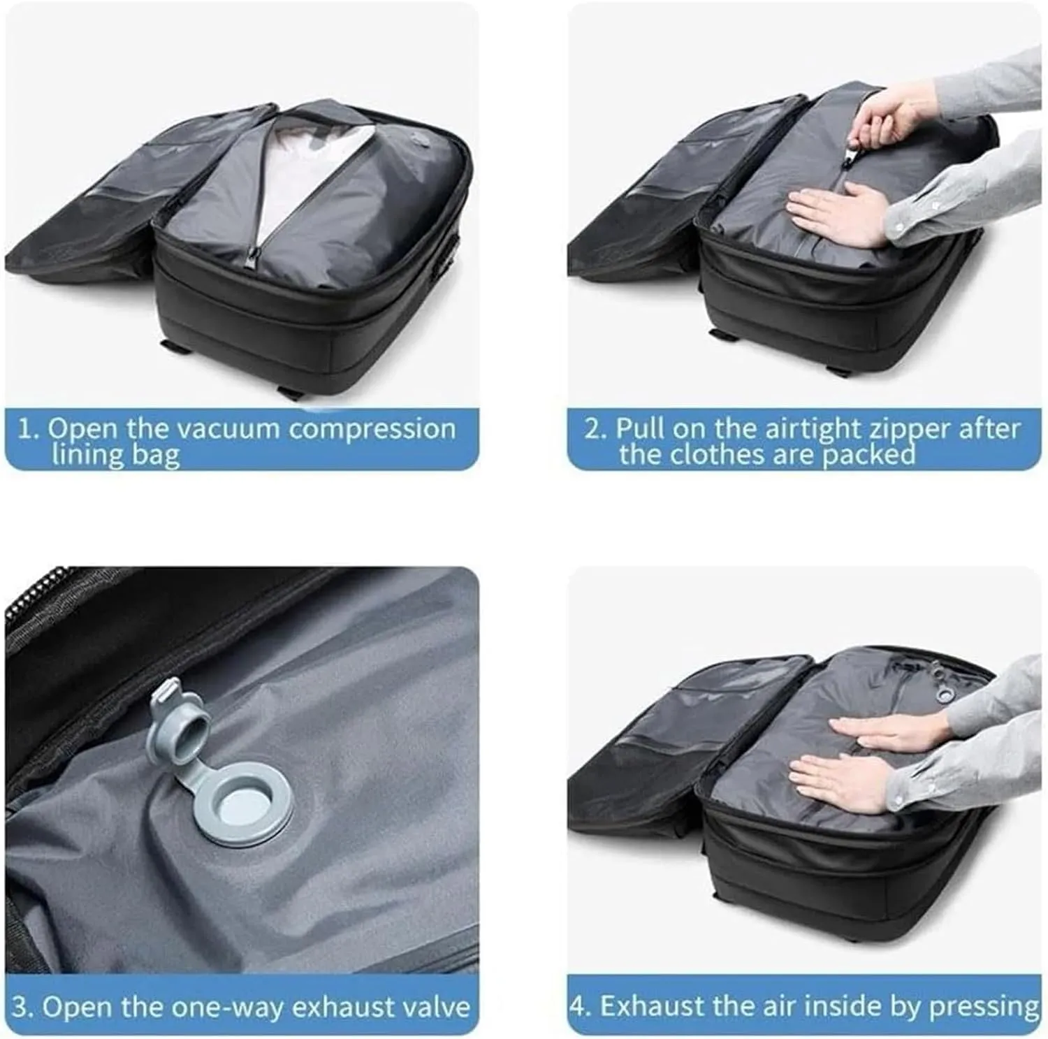 Aeropack Backpack, 60L Aeropack Zoom Vacuum Compression Backpack, Multifunctional Waterproof Expandable Anti-Theft Backpack for Travel (Dark Grey-2.0, Without Air Pump)