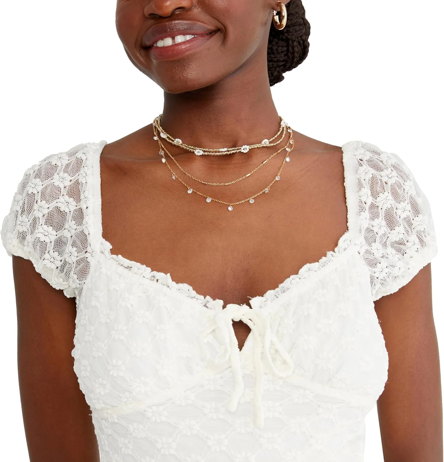 AEROPOSTALE Women's Knit Eyelet Short Sleeve Mini Dress