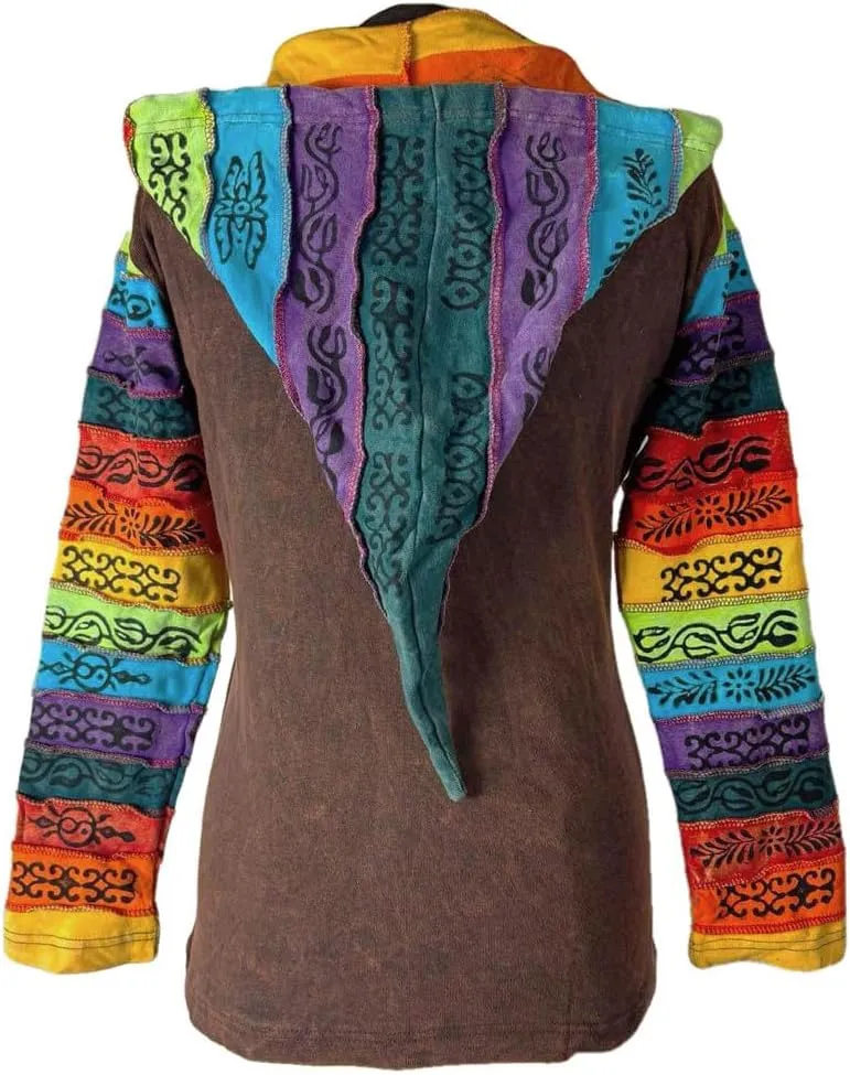 Agan Traders 2025 Summer Gypsy Brush Painted Womens Zip Up Jacket Sweatshirt - Detachable Pixie Lightweight Hoodies for Women