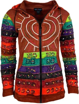 Agan Traders 2025 Summer Gypsy Brush Painted Womens Zip Up Jacket Sweatshirt - Detachable Pixie Lightweight Hoodies for Women