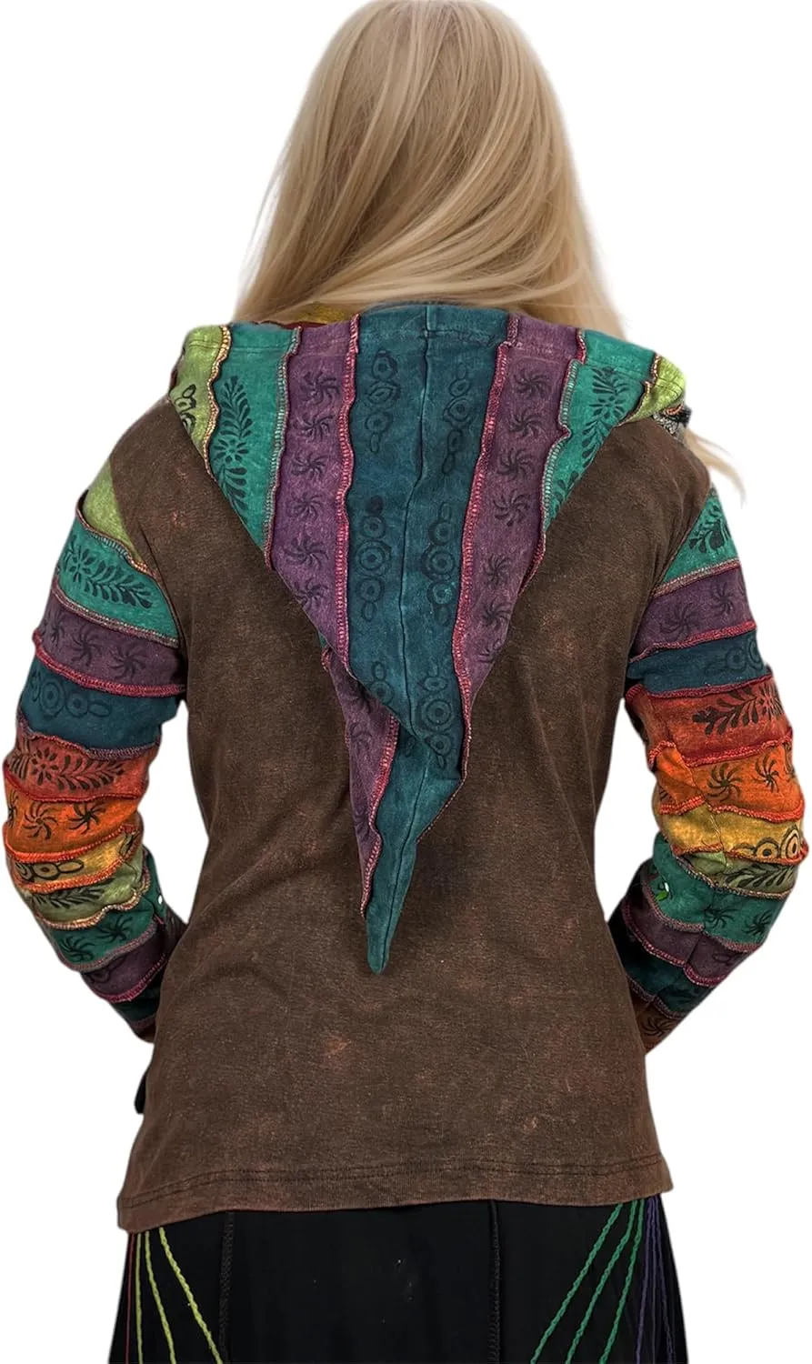 Agan Traders 2025 Summer Gypsy Brush Painted Womens Zip Up Jacket Sweatshirt - Detachable Pixie Lightweight Hoodies for Women