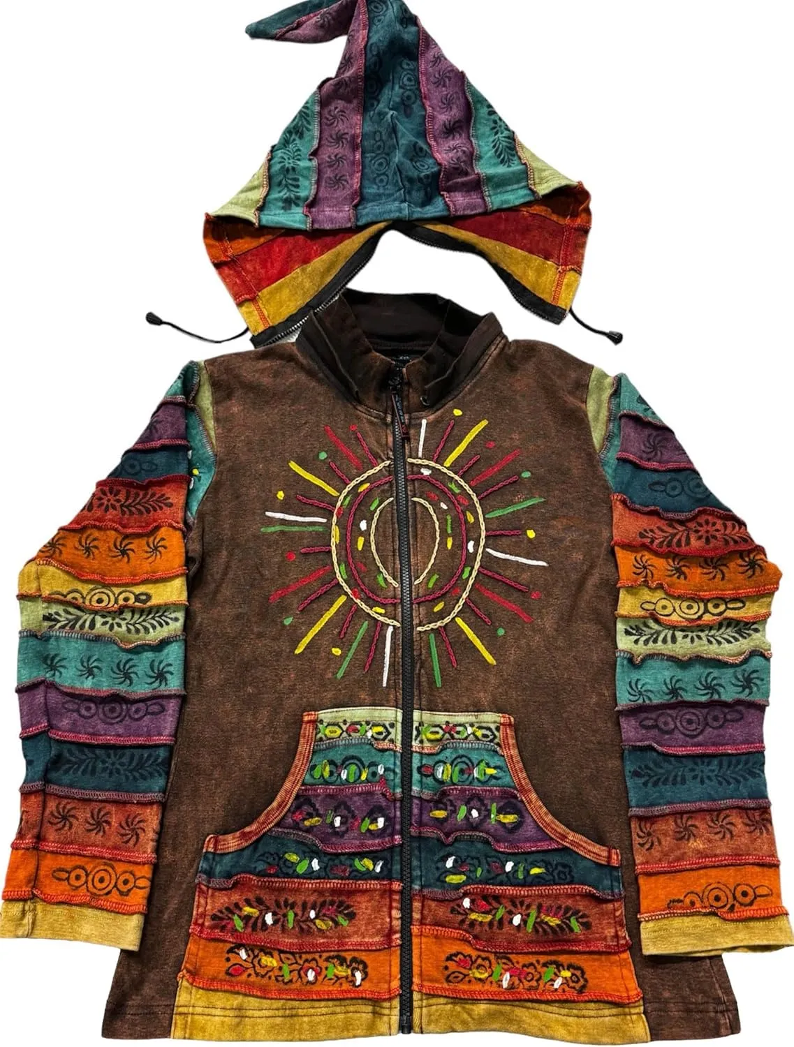 Agan Traders 2025 Summer Gypsy Brush Painted Womens Zip Up Jacket Sweatshirt - Detachable Pixie Lightweight Hoodies for Women