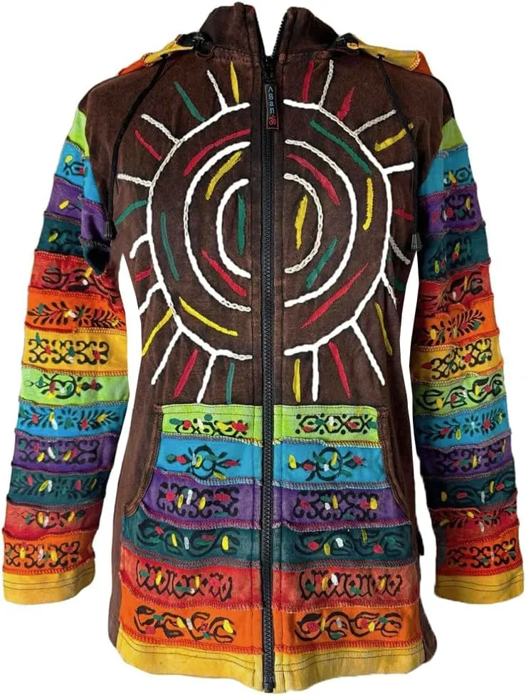 Agan Traders 2025 Summer Gypsy Brush Painted Womens Zip Up Jacket Sweatshirt - Detachable Pixie Lightweight Hoodies for Women