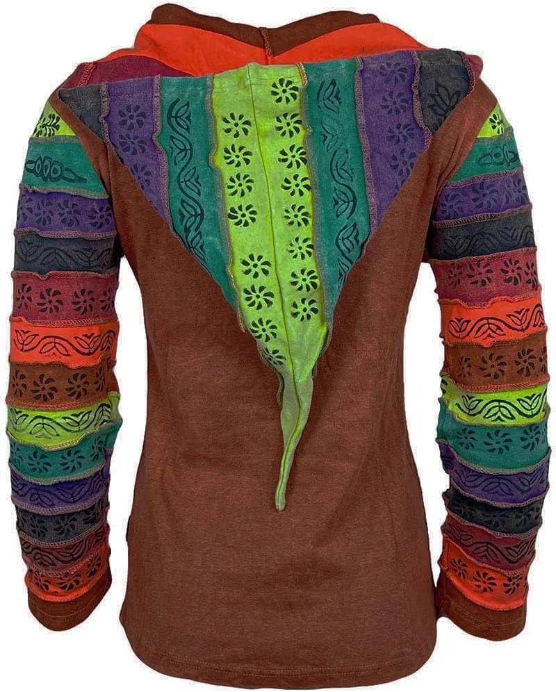 Agan Traders 2025 Summer Gypsy Brush Painted Womens Zip Up Jacket Sweatshirt - Detachable Pixie Lightweight Hoodies for Women