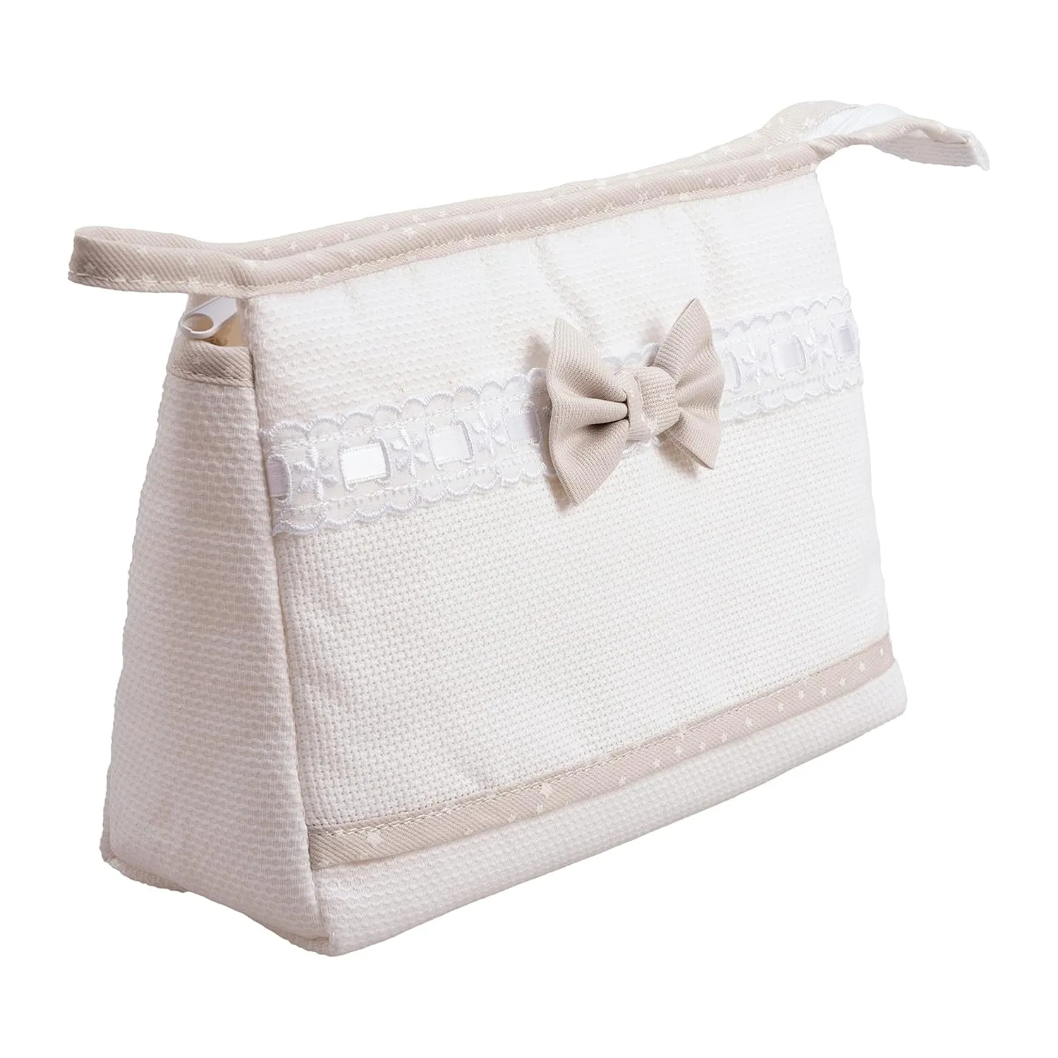 agofil Envelope with Zip – The Travel Cosmetic Bag The in Embroidery The Product Made in Italy – White Aida, Beige