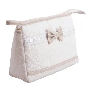 agofil Envelope with Zip – The Travel Cosmetic Bag The in Embroidery The Product Made in Italy – White Aida, Beige